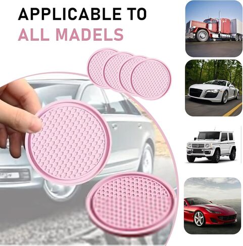 Car Cup Coaster, Universal Non-Slip Cup Holder Coasters for Car, Honeycomb Embedded Decorative Silicone Coasters, Cars Interior Decorative Accessories (Black) in Kuwait