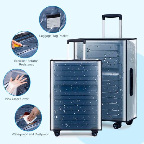 3 Pieces Thicken Clear Luggage Cover Protector with Tag Pocket, 20" 24" 28" PVC Luggage Covers for Suitcase Waterproof Dustproof Anti-scratch Travel Suitcase Covers Case for Wheeled Luggage in Saudi Arabia