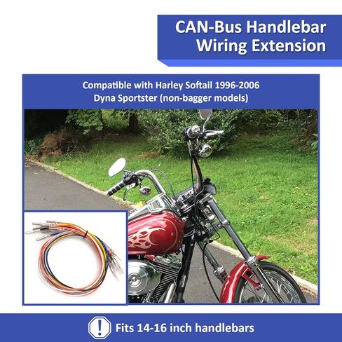 Wsays 14 "CAN-Bus المقود الأسلاك تمديد تسخير ل14"-18" المقود متوافق مع هارلي سبورتستر 1200 883 XL صالح Softail فات بوي التراث الكلاسيكي صالح داينا منخفض رايدر سوبر جلايد 1996-2006 in Saudi Arabia