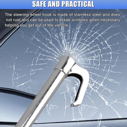 Universal Car Steering Wheel Lock, Retractable Double Hook Brake Locks Anti-Theft Device with 3 Keys, Adjustable Clutch Pedal Locks, Vehicle Security Lock Bar for Car Truck SUV in Saudi Arabia