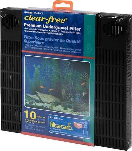 Penn-Plax Undergravel Aquarium Filter for 10 Gallon Tanks – Two 9.5" x 9.5" Plates – Under Gravel System for Clear, Clean Water – Safe for Freshwater and Saltwater Tanks in Saudi Arabia