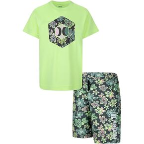 Hurley Boys' UPF 50+ Short Sleeve T-Shirt & Swim Trunk Two-Piece Set (Little Kid)