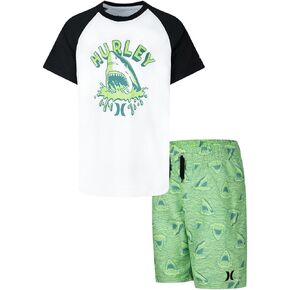 Hurley Boys' UPF 50+ Short Sleeve T-Shirt & Swim Trunk Two-Piece Set (Little Kid)
