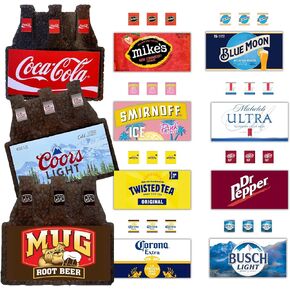 Beer Can Bottle 6 Pack Case Freshie Cardstock Cutouts | 11 Designs 44 Pieces | Manly Cardstock Drip Can Scented Aroma Beads Bake w/Mold for Car Freshie, Beer, Hard Seltzer
