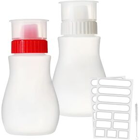 Set of 2pcs 8Oz Japanese Squeeze Condiment Bottles 5 Holes with Label and Mini Brush for Salad Mayo Maple Syrup Ketchup Honey Condiments Oil