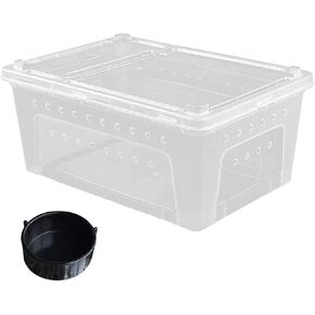 2 PCS Reptile Small Snake Feeding Box Lizard Tarantula Habitat Cage Hatching Container Transparent Portable Plastic Mini Pet Houses for Scorpion Spider Frog