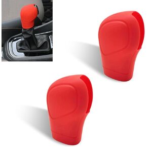 2 PCS Car Shift Knob Cover, Silicone Gear Lever Cover, Anti-Slip Protective Cover, Shifting Head Cover Replacements, Automotive Decor Kit, Universal for Most Cars, Trucks, SUVs (Black)