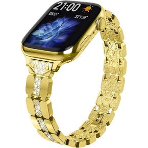 Fitlink Diamond Jewelry Metal Bands for Apple Watch 38mm 40mm 41mm 42mm 44mm 45mm 49mm, Shiny Rhinestone Bracelet Wristband for iWatch Series 9/8/7/6/5/4/3/2/1/SE/Ultra