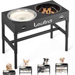 أوعية الكلاب المرتفعة من lewondr، أوعية معدنية مرتفعة 2 في 1 لتغذية الكلاب البطيئة مع عدم وجود وعاء ماء منسكب، 3 ارتفاعات قابلة للتعديل لوعاء الكلاب المرتفعة ومحطة تغذية للكلاب الصغيرة والمتوسطة والكبيرة in Kuwait
