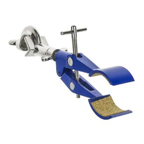 EISCO 2 Prong, Cork Lined, Burette, Flask, Beaker Clamp on Swivel Bosshead - 4.3" Max Clamp Opening, Bosshead fits up to 18mm Rods - Zinc Alloy Clamp - Research, Industrial Laboratory Grade