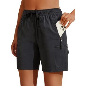 Holipick Women's Hiking Cargo Shorts Quick Dry Lightweight Summer Shorts Travel Athletic Golf with Zipper Pockets