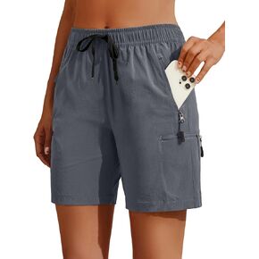 Holipick Women's Hiking Cargo Shorts Quick Dry Lightweight Summer Shorts Travel Athletic Golf with Zipper Pockets