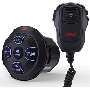Pyle Marine Bluetooth Receiver Microphone Kit - Waterproof Audio Entertainment System Set w/ 2-Channel Wireless BT Controller, Handheld Broadcasting Mic - Car, Truck, ATV, UTV, 4x4, Boat in Kuwait