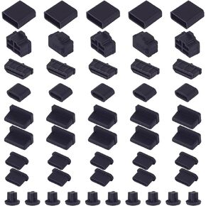 50 Pcs 7 Types USB Port Cover, Silicone USB C Port Dust Plugs Cap Cover for USB A Female/Male, USB C Cap, 3.5mm Headphone, HDMI, RJ45 Ethernet Protector Stoppers