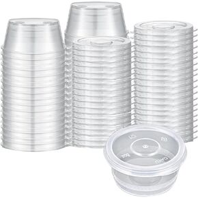 Round-shaped Disposable Sauce Cup Set - Various Sizes for Convenient Portability and Use (1 oz.)