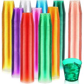 Tioncy 500 Pack Colored Disposable Plastic Cups Neon Plastic Shot Glasses 1 OZ Tasting Cups Mini Cups Shot Glasses Party Shot Cups for Wine, Condiments, Sauce, Birthday, 10 Colors in Saudi Arabia