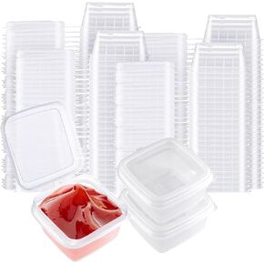 Square-shaped Disposable Sauce Cup Set - All-in-One Design with 4 Size Options, Convenient for Carrying and Use (1 oz.)