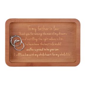 Father in Law Wedding Gifts, Rectangle Wood Tray, Gift from Daughter in Law, Father of the Groom Jewelry Dish, Wedding Gift to FIL, Thank You for Raising the Man of My Dreams, Bridal Shower Gifts