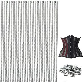 10 Yards 1/4" Metal Steel Corset Boning Spiral Boning Precut w/ 50 Tips Structure and Form for Corsets, Lingerie, Gowns, Millinery, Costumes, Crafts & More (6mm) (1/4"x32.8ft 50Pcs)