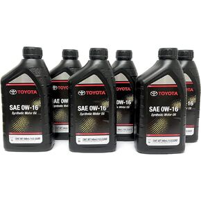 Toyota Genuine SAE 0W-16 Synthetic Motor Oil Pack of 6 (6 x 1 U.S QUART)