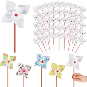 200 Pcs DIY Paper Pinwheels for Kids Bulk White Blank Paper Pinwheels Kids Craft Kits for Boys Girls Summer Activities, School Group Daycare Home Fun Graffiti Art Craft Project