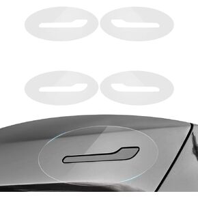 Tesnaao Pack-4 Car Door Handle Protective Stickers Replacements, Waterproof Anti-Scratch Durable Soft TPU Vehicle Handle Decorative Accessories Compatible with Tesla Model Y Model 3 (Transparent)