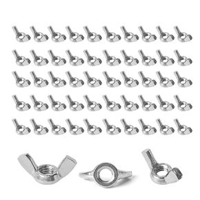Dveda 50 PCS 1/4"-20 Wing Nuts, 304 Stainless Steel Butterfly Nut, Wing Nuts