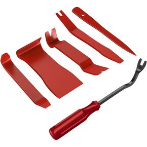 GOOACC 6PCS Auto Trim Removal Tool Kit No-Scratch Tool Kit for Car Audio Dash Window Molding Fastener Remover Tool Kit-Red