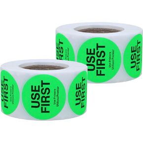 500 Pcs 1.5" Use First Stickers Small Stickers Circle Label Dot Labels Fluorescent Paper, Fluorescent Green