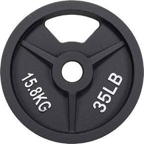 Signature Fitness Cast Iron Plate Weight Plate for Strength Training and Weightlifting, Olympic or Standard