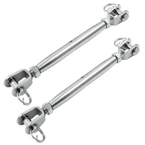 Zorfeter M5 Stainless Steel Turnbuckle Jaw and Jaw Closed Body Heavy Duty Turnbuckle Hook for Marine Grade, Tensioning Cable Rope Chain, Pack of 2