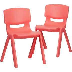 Flash Furniture Whitney 2 Pack Red Plastic Stackable School Chair with 13.25" Seat Height