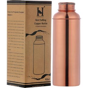 Pure Copper Fanta Bottle for Ayurvedic Health Benefits, 900 Ml (30.40 Fl Oz) (Etching Pattern)