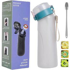 Air Water Bottle with Scented Pods and Cleaning Brushes - Aromatherapy Water Bottle for Daily Hydration, BPA-Free, Durable and Easy to Clean , Suitable For Kids , Men and Women. (Black)