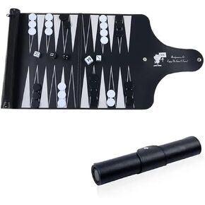 for Adults Travel Backgammon Set Chess PU Backgammon Roll Up Folding Classic Board Game Travel Backgammon Board Game Gift (Style 1)