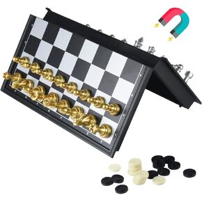 Travel Chess Set 9.8'' -Silver and Golden Chess Set- Educational Games for Kids and Adults with Game Board (9.8''_Silver and Golden)