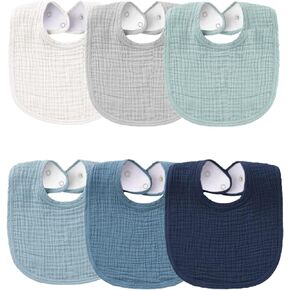 Muslin Baby Bibs for Boys Girls, Soft Cotton Baby Drool Bibs, Drooling and Teething Bibs for Infant, Newborn