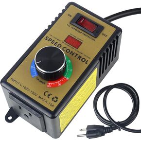 AC Motor Speed Controller - Adjustable 100V-120V & 15A Max, Electric Fan Variable Speed Regulator with Overload Protection Switch and LED Display Screen - Precise AC Motor Control