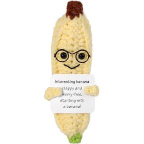 Funny Positive Banana, 5.1in Emotional Support Potato Creative Cute Knitted Pocket Hug Doll with Inspirational Gift Interesting Crochet for Plush Birthday Gift Party Decoration Encouragement