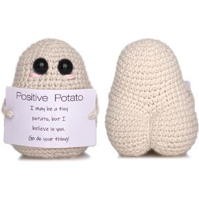 DICHA Positive Potato Crochet Doll-Spreading Joy and Uplifting Vibes - Cute and Funny Emotional Support Gift for Friends Party Decoration Encouragement-No Glue,Washable-Beige