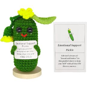 qyqkfly 1 Pcs Mini Cute Funny Positive Life Bunny Creative Knitted Animal Holding Card Crochet Easter Birthday Christmas Girls Gift Party Decor