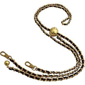 COLSEEY Purse Chain Strap Adjustable Replacement for Shoulder and Crossbody Bag,Thin Purse Strap 51 Inchs (Diamonds（Black Leather）)