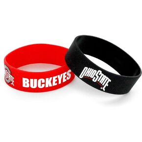 NCAA Ohio State Buckeyes Wide Silicone Bracelets, 2-pack