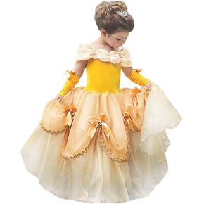 TYHTYM Deluxe Princess Costumes Little Girls Dress Kids Fancy Gown Cosplay Halloween Party 2-11T