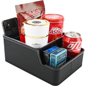 keketuohai Car Storage Organizer Between Seats,Car Armrest Storage Box Back Seat Organizer with 3 Storage Compartments Car Interior Storage Box,Car Cup Holder Tray with Non-slip Mat(Black)