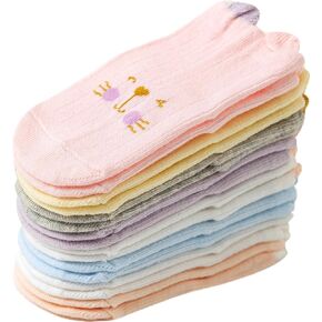 ISANPAN Cotton Baby Girls Socks for Toddlers and Infants Newborn, 0-36 Months, Cute Socks（8 pairs