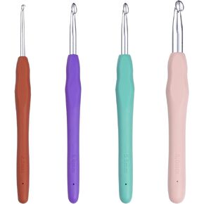 Ortarco Crochet Hooks Set, Ergonomic Soft Handle for Arthritic Hands, 2.5mm- 8mm 4 Size Knitting Needles for Beginners and Crocheting Yarn (4)