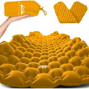 WELLAX Ultralight Air Sleeping Pad - Inflatable Sleeping Mat, Ultimate Airpad for Backpacking, Traveling, Camping and Hiking - Repair Kit, Carry Bag, Compact Air Mattress