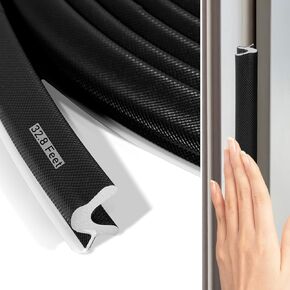 Door Weather Stripping Soundproof Door Seal Strip V-Shaped "Q" Foam 32.8Ft Kerf Weather Stripping Door Frame Window Insulation Kit for Windows Card Slot Installation Seals （Black）.
