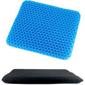 QWORK Gel Seat Cushion, Orthopaedic Gel Cushion, Cool & Breathable & Non-Slip for Car, Office, Home, Wheelchair (Black, 42 x 37 x 3.5 cm)